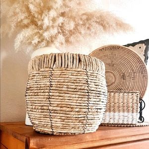 World Market Rattan Basket Plant Holder